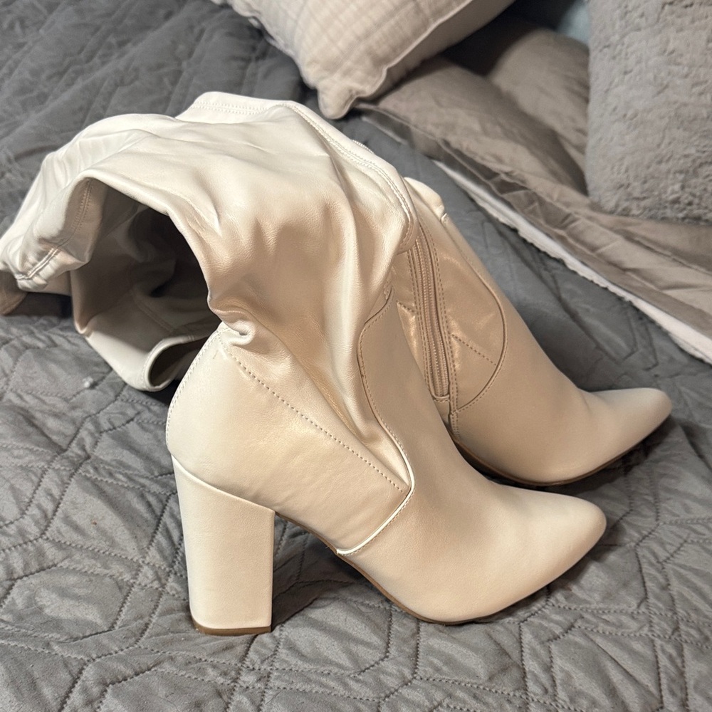 Elegant Cream Ankle Boots